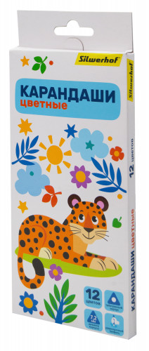 Карандаши цв. Silwerhof Веселые друзья 2.65мм трехгран. дерево ассорти 12цв. коробка/европод.