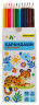 Карандаши цв. Silwerhof Веселые друзья 2.65мм трехгран. дерево ассорти 12цв. коробка/европод.