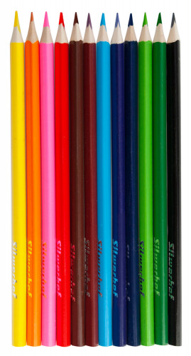 Карандаши цв. Silwerhof Веселые друзья 2.65мм трехгран. дерево ассорти 12цв. коробка/европод.