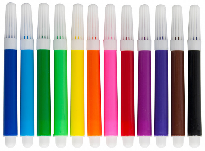 Фломастеры Silwerhof Веселые друзья 8мм 88мм круг. Вентилируемый 12цв. пакет с европодвесом