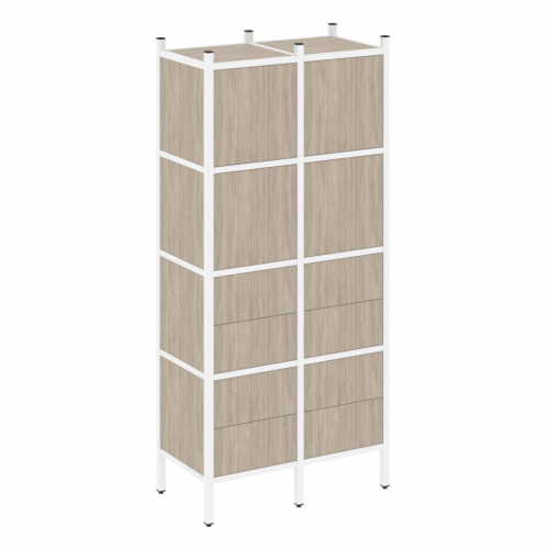 Loft Прямой стеллаж наборный VR.L-04 Дуб аттик/Белый металл 862*446*1869