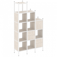 Loft Прямой стеллаж наборный VR.L-21 Денвер светлый/Белый металл 1278*446*2280