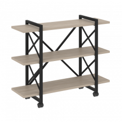 Loft Стеллаж на колесных опорах-3 полки VR.L-MST.K-3.8V Дуб аттик/Чёрный металл 1200*400*968