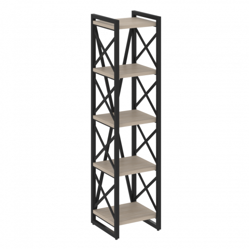 Loft Стеллаж на регулируемых опорах-5 полок VR.L-MST.O-5.4 Дуб аттик/Чёрный металл 400*400*1650