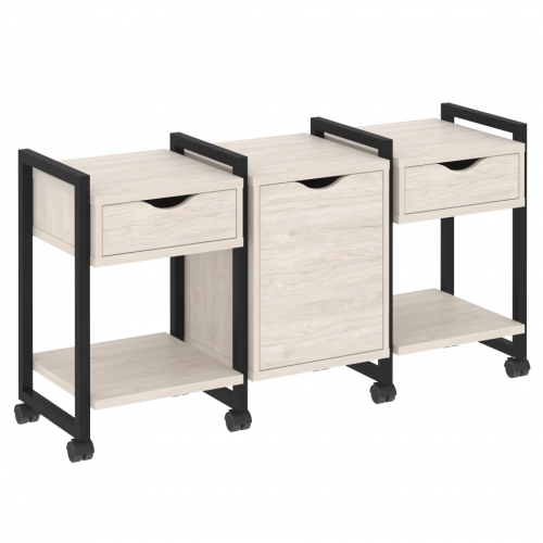 Loft Тумба на колесных опорах наборная. Вариант №6 VR.L-TN-6.K Денвер светлый/Чёрный металл 1440*460*767