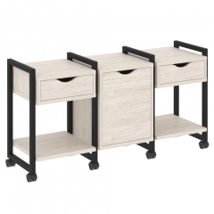 Loft Тумба на колесных опорах наборная. Вариант №6 VR.L-TN-6.K Денвер светлый/Чёрный металл 1440*460*767