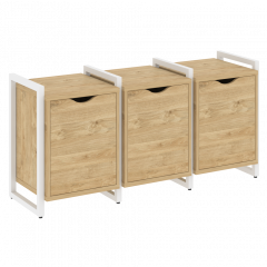 Loft Тумба на регулируемых опорах наборная. Вариант №5 VR.L-TN-5.O Тиквуд светлый/Белый металл 1440*460*719