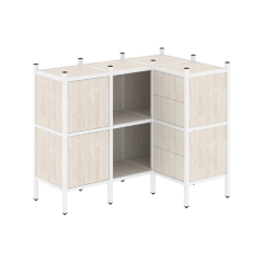 Loft Угловой внутренний стеллаж наборный VR.L-28 Денвер светлый/Белый металл 1278*862*1047