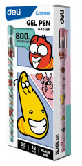 Ручка гелев. Deli Larva EG32-BK ассор. черн. линия 0.5мм