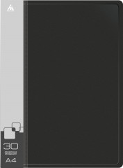 Папка с 30 прозр.вклад. Бюрократ -BPV30BLCK A4 пластик 0.65мм торц.карм с бум. встав черный