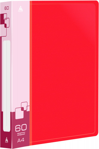 Папка с 60 прозр.вклад. Бюрократ -BPV60RED A4 пластик 0.7мм торц.карм с бум. встав красный