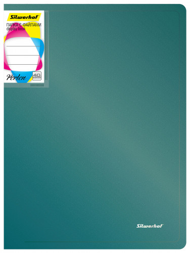 Папка с 40 прозр.вклад. Silwerhof Perlen 292941-75 A4 0.8мм карман зеленый металлик
