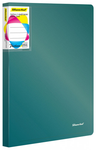 Папка с 40 прозр.вклад. Silwerhof Perlen 292941-75 A4 0.8мм карман зеленый металлик