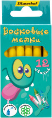 Восковые мелки Silwerhof Монстрики круглые 12цв. дл.89ммд.8мм картон.кор./европод.