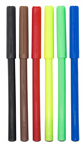 Фломастеры Silwerhof Веселые друзья 7.5мм 125мм круг. Вентилируемый 6цв. пакет с европодвесом