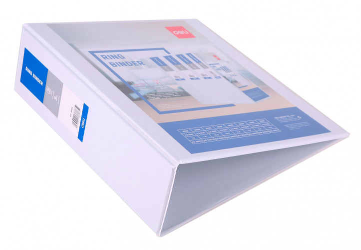 Папка на 2-х D-кольцах Deli E5619N A4 пластик 0.13мм белый вмест.410лист.