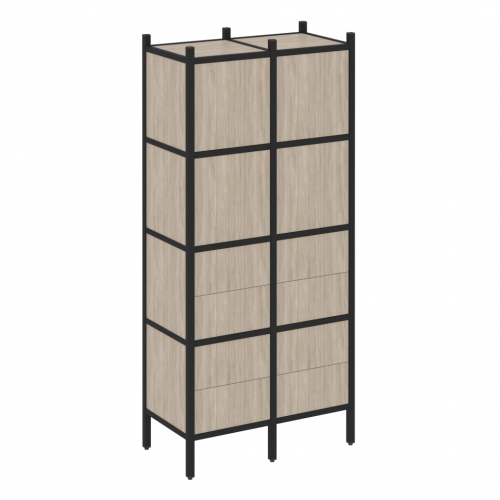 Loft Прямой стеллаж наборный VR.L-04 Дуб аттик/Чёрный металл 862*446*1869