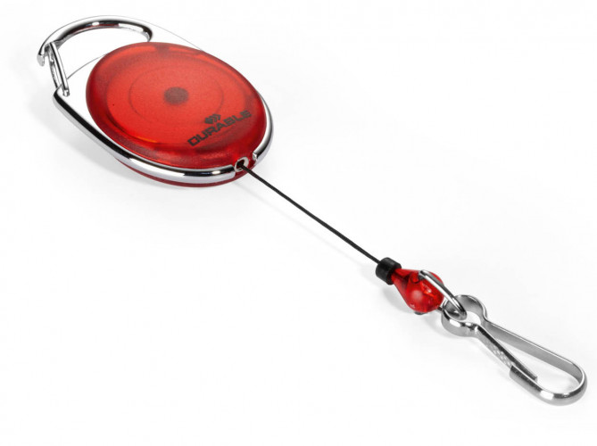 Рулетка для бейджа Durable 8327-03 Style 80см карабин красный