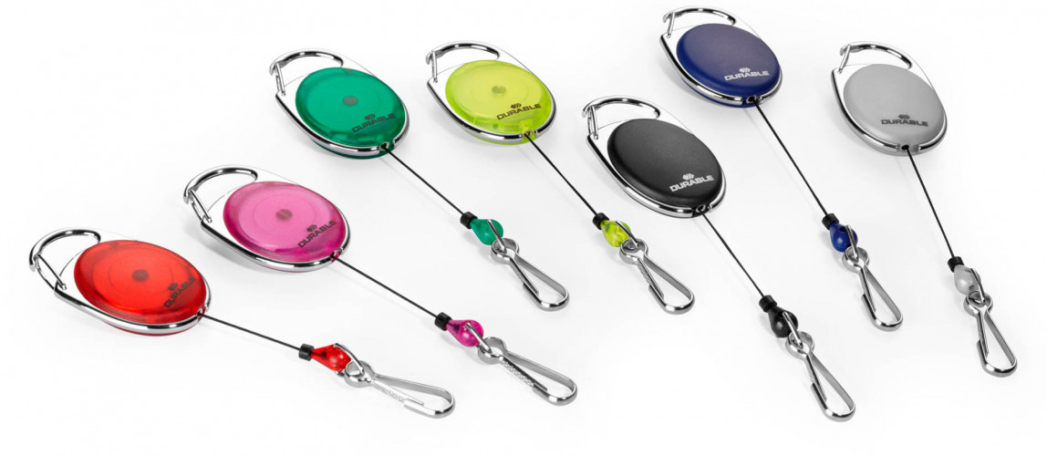 Рулетка для бейджа Durable 8327-03 Style 80см карабин красный