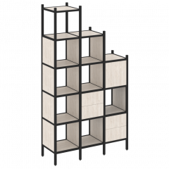 Loft Прямой стеллаж наборный VR.L-21 Денвер светлый/Чёрный металл 1278*446*2280