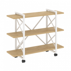 Loft Стеллаж на колесных опорах-3 полки VR.L-MST.K-3.8V Тиквуд светлый/Белый металл 1200*400*968