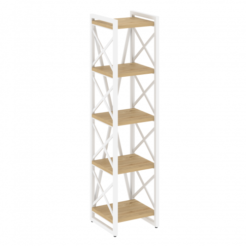 Loft Стеллаж на регулируемых опорах-5 полок VR.L-MST.O-5.4 Тиквуд светлый/Белый металл 400*400*1650