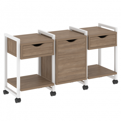 Loft Тумба на колесных опорах наборная. Вариант №6 VR.L-TN-6.K Дуб аризона/Белый металл 1440*460*767