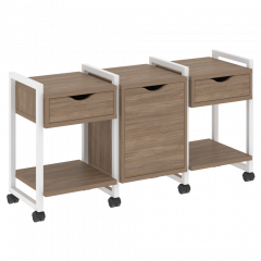 Loft Тумба на колесных опорах наборная. Вариант №6 VR.L-TN-6.K Дуб аризона/Белый металл 1440*460*767