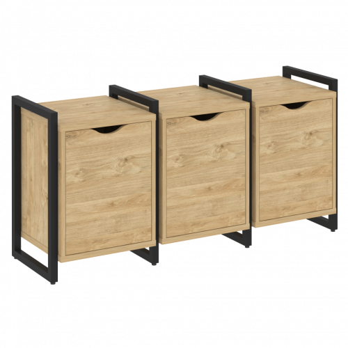 Loft Тумба на регулируемых опорах наборная. Вариант №5 VR.L-TN-5.O Тиквуд светлый/Чёрный металл 1440*460*719