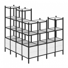 Loft Угловой внешний стеллаж наборный VR.L-55 Белый бриллиант/Чёрный металл 1694*1694*1869
