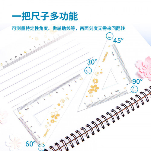 Набор линеек Deli 79540 пластик прозрачный компл.:лин.15см./треуг.2шт./трансп.