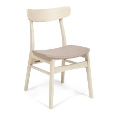 CT 8804 Стул Rabat с мягким сиденьем, дерево гевея, 52,5*46,5*78см, античный белый, ткань бежевая (FG22616-16)