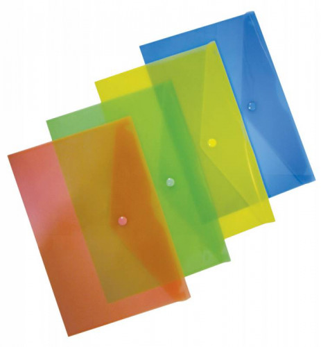 Конверт на кнопке Бюрократ -PK803TRED A4 пластик 0.15мм красный