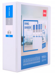 Папка на 4-х D-кольцах Deli E5621N A4 пластик 0.13мм белый вмест.410лист.
