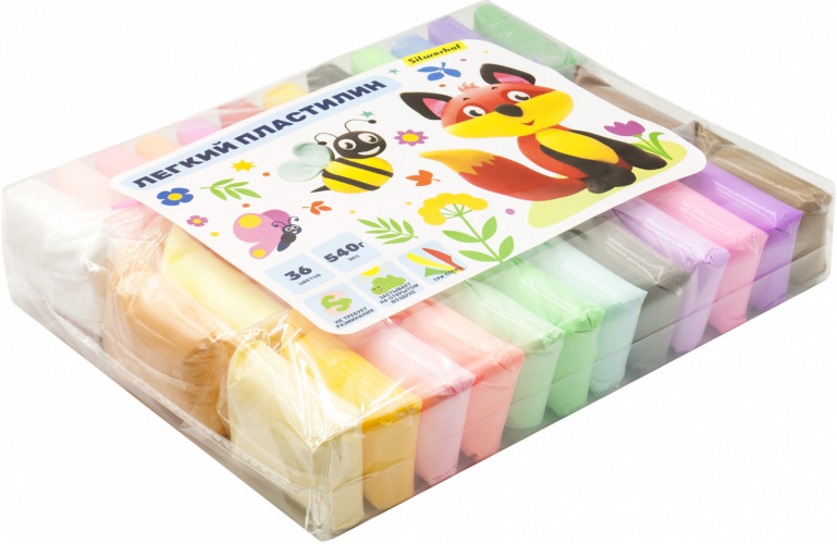 Пластилин легкий Silwerhof Веселые друзья LC36OP-540st 36цв. 15гр. стек 3шт пакет