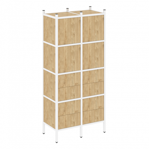 Loft Прямой стеллаж наборный VR.L-04 Тиквуд светлый/Белый металл 862*446*1869