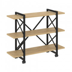 Loft Стеллаж на колесных опорах-3 полки VR.L-MST.K-3.8V Тиквуд светлый/Чёрный металл 1200*400*968