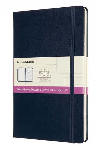 Блокнот Moleskine CLASSIC DOUBLE NB313HB20 Large 130х210мм 240стр. линейка/нелинованный твердая обложка синий