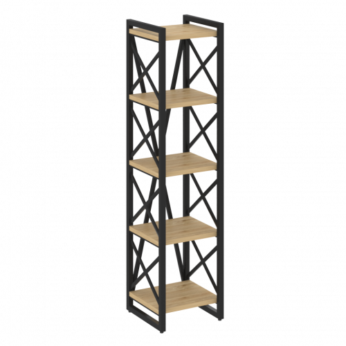 Loft Стеллаж на регулируемых опорах-5 полок VR.L-MST.O-5.4 Тиквуд светлый/Чёрный металл 400*400*1650