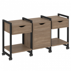 Loft Тумба на колесных опорах наборная. Вариант №6 VR.L-TN-6.K Дуб аризона/Чёрный металл 1440*460*767