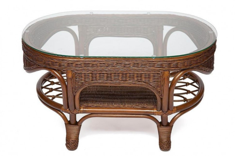 КОМПЛЕКТ для отдыха "MICHELLE" ( стол со стеклом+ диван + 2 кресла + подушки), Pecan Washed (античн. орех), Ткань рубчик, цвет кремовый