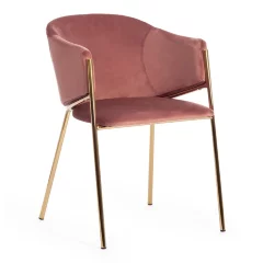 Кресло KRONOS (mod. 8158), металл/вельвет, коралловый/золотые ножки, V062-23
