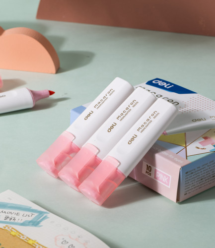 Набор текстовыделителей Deli ES621SPINK-P Macaron скошенный пиш. наконечник 1-5мм розовый (10шт.)