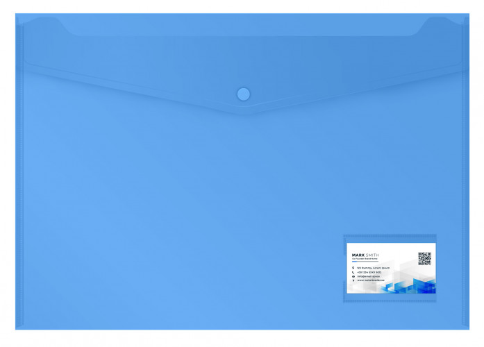 Конверт на кнопке Бюрократ -PKA3 A3 пластик 0.18мм ассорти карман для визитки