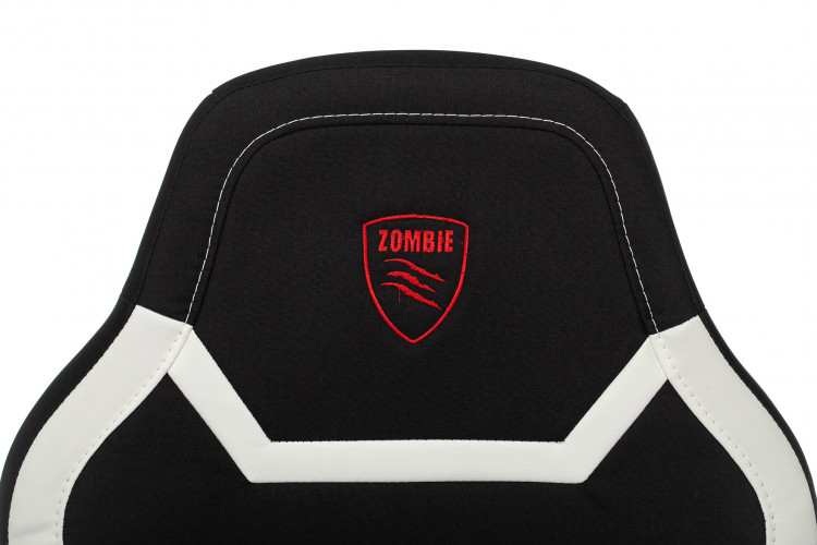 Кресло игровое Zombie 10 черный/белый ткань/эко.кожа крестов. пластик