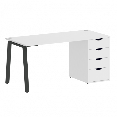 Home Office Стол письменный VR.SP-3-158.4.A Белый бриллиант/Антрацит металл 1580*720*750