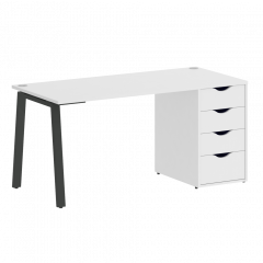 Home Office Стол письменный VR.SP-3-158.4.A Белый бриллиант/Антрацит металл 1580*720*750