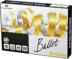 Бумага Ballet Brilliant A+ A4 марка A+/80г/м2/500л./белый CIE168% матовое для лазерной печати