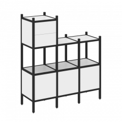 Loft Прямой стеллаж наборный VR.L-13 Белый бриллиант/Чёрный металл 1278*446*1458