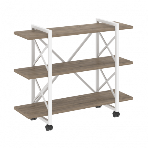 Loft Стеллаж на колесных опорах-3 полки VR.L-MST.K-3.8V Тиквуд тёмный/Белый металл 1200*400*968